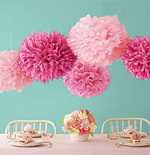 9pcs/lot  6' 8'10'inch(15/20/25cm) decorative Tissue Paper Poms Pink Mix Color Flower Balls Pompom party home Wedding Decoration 2024 - buy cheap
