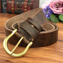 Fivela de cinto de bronze cintos de couro genuíno dos homens couro vintage cowboy jeans cinta masculina ceinture homme riem mbt0004 2024 - compre barato