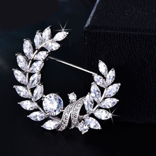 New Olive Brooch Jewelry for Women Micro Pave Cubic Zirconia Crystal Flower Brooches and Pin Wedding Beautiful Collar Brooches 2024 - buy cheap