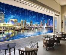 Beibehang-papel tapiz personalizado, mural de Foto 3d, Ciudad de noche, paisaje, panorama, sala de estar, TV, papel de pared 2024 - compra barato