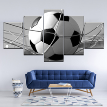 Pintura em tela de futebol, foto preto e branco, 5 peças, arte de parede, pintura de arte, esporte modular, poster, impressão, decoração de casa 2024 - compre barato