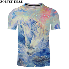 Camiseta de pintura en 3D para hombre, Camiseta de Arte de Lobo, Camiseta Harajuku, Camiseta de manga corta, Camiseta de Otoño de ZOOTOPBEAR 2024 - compra barato