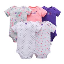 5Pcs/Set Newborn Baby Bodysuits Toddler Girls Floral Letter Print Jumpsuit Short Sleeve Infant Boys Casual Bodysuit Bodys 2024 - buy cheap