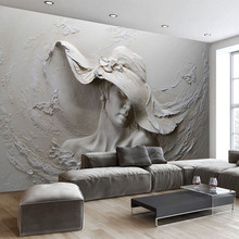 Papel tapiz 3D personalizado de cualquier tamaño, pintura de pared artística abstracta moderna de belleza gris, papel tapiz en relieve para sala de estar y niña, decoración del hogar 2024 - compra barato