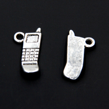 Colgantes de plata tibetana para teléfono, 25 uds., 18x9,5mm, venta al por mayor 2023 - compra barato