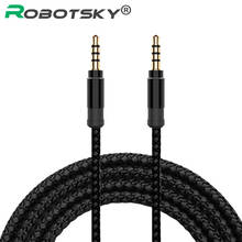 Robotsky cabo de áudio em nylon jack, cabo de áudio de 3.5mm com trança de 3.5mm para carro, aux e fone de ouvido com código de extensão de 1.5m para telefone, mp3 e alto-falante para carro 2024 - compre barato