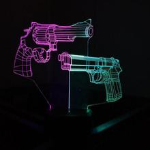 Lámpara de escritorio para revólver y pistola, luz Visual 3d de noche, creativa, estéreo, Led, 7 colores cambiantes 2024 - compra barato