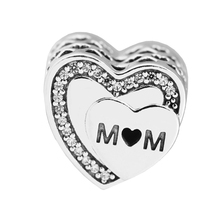 Tribute to Mom Clear CZ Beads for Jewelry DIY Making 100% 925 Sterling Silver Jewelry Mother's Day Gifts Fits Charm Bracelets 2024 - buy cheap