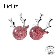 LicLiz-pendientes de plata de ley 925 con astas de cuarzo y fresa para mujer, joyería bonita de Animal rosa, pequeños pendientes LE0474 2024 - compra barato