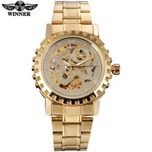 WINNER Men Watches Skeleton Design Auto Self-Wind Stainless Steel Watches Band Gold Color Accept Drop Shipping Relogio Masculino 2024 - buy cheap