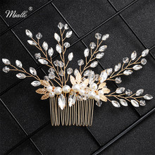Miallo Newest Gold Color Leaf Rhinestone Pearls Wedding Hair Combs Bridal Hair Ornaments Jewelry for Women Headpieces 2024 - buy cheap