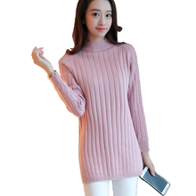 New Knit Sweater Pullover Autumn Winter Women Half High collar Long sleeve Loose Sweater Korean Female Warm Bottoming shirt 2474 2024 - buy cheap