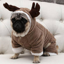 Осенне-зимняя теплая флисовая одежда для маленьких собак, Рождественский костюм для собаки, комбинезон, пальто для щенка, куртка для чихуахуа, Мопса 2024 - купить недорого