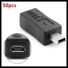 50pcs/lot Black Micro USB Female to Mini USB Male M/F Adapter Charger Converter Adaptor 2024 - buy cheap