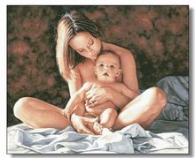 Mother and cute child people Arts Needlework 16ct 14CT Canvas Unprinted Handmade Embroidery Cross Stitch Kits DIY Home Decor 2024 - buy cheap