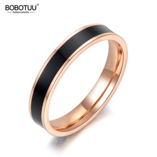 BOBOTUU Fashion Black/white 2 Colors Painting Oil Rose Gold Color Simple Wedding Rings Jewelry Stainless Steel Ring BR18052 2024 - compre barato