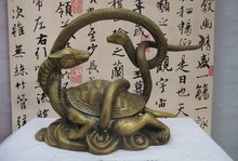 13.6"Chinese Folk Feng Shui Bronze Black tortoise Snake Dragon Turtle Statue 2024 - buy cheap