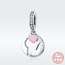 fit Europe Bracelet Original 925 Sterling Silver Pink Heart Hollow Cat Charms S925 Kitten Beads for Pendant Necklace Chain 2024 - buy cheap