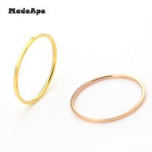 MadApe 1 мм титановая нержавеющая сталь серебряный цвет розовое золото цвет анти-аллергенное гладкое обручальное кольцо для пары женщин мужчин Мода 2024 - купить недорого