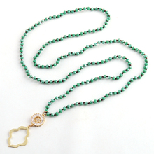 Joyería Tribal bohemia de moda 4mm Mini Color verde de cristal anudado CZ y dije en forma de labio collares para mujeres Lariat collares 2024 - compra barato