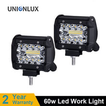 Barra luminosa led off-road para caminhão e barco, 12v, combo holofote led de 4x4, 60w, 4 polegadas, super brilhante para direção 2024 - compre barato