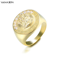Anel masculino de jesus vanaxin, anel dourado/prateado de latão, de zircônio cúbico, para noivado, 2019 2024 - compre barato