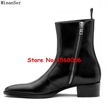 Side Zipper Pointed Toe Men Ankle Boots Shoes Brand Designer Real Leather Suede Chelsea Boots Shoes zapatillas hombre Dropship 2024 - buy cheap