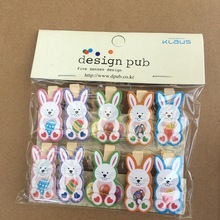 10PCS Easter Party Decorations Bunny Photo Clip Handmade Cartoon Rabbit Wood DIY Photo Clip Picture Frame Happy Easter for Home 2024 - buy cheap