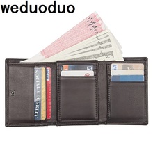 Брендовый мужской кошелек Weduoduo из натуральной кожи, повседневный держатель для кредитных карт, вместительный кошелек для карт, короткий кошелек с застежкой для мужчин и женщин 2024 - купить недорого