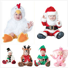 Disfraz de felpa de Papá Noel para fiesta de cumpleaños y Navidad, sombrero y zapatos para niños, elfo, muñeco de nieve, Reno, elefante y pollo 2024 - compra barato