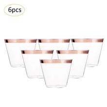 6pcs/set Disposable Cups Wine Glass Hard Plastic Juice Cup Tiramisu Ice Cream Drink Cup Wedding Decoration Party Supplies 2024 - buy cheap