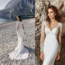 2020 New High Quality V-neck Lace Wedding Dress Appliques Boho Chiffon Bridal Dress Wedding Gown robe de mariage Custom 2024 - buy cheap
