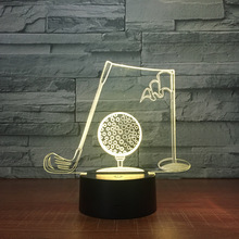 Ночная Светодиодная лампа для гольфа, спортивный 3D настольный светильник для детей, сменная лампа для сна, домашний декор, художественный декор, подарки для папы, 7 цветов 2024 - купить недорого
