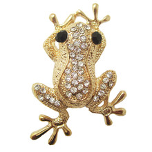Broche único de Animal para mujer, alfileres con forma de rana de color dorado, broche de diamantes de imitación de brillo intenso, regalos 2024 - compra barato