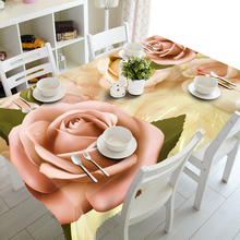 Toalha de mesa 3d personalizável, estampa retro de rosas retangular e redondo lavável 2024 - compre barato