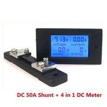 4 in 1 Combo Digital Ammeter Voltmeter DC 100V 50A Ampere Voltage Power Energy Tester Blue LCD Panel Module 50A 75mv Shunt 2024 - buy cheap