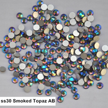 Free Shipping! 288pcs/Lot, ss30 (6.3-6.5mm) Smoked Topaz AB Flat Back Non Hotfix Nail Art Rhinestones 2024 - buy cheap