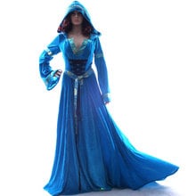 sexy women medieval carnival costume,floor length blue hood costume for halloween 2024 - buy cheap