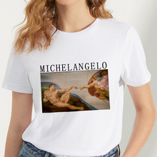 Camisetas de Michelangelo Sistina para mujer, remera Harajuku con estampado divertido, camisetas informales, camisetas Vintage para mujer 2019 2024 - compra barato