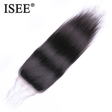 ISEE HAIR-extensiones de cabello humano brasileño Remy, extensiones de cabello humano brasileño liso, con cierre de encaje atado a mano, Se puede teñir, Envío Gratis 2024 - compra barato