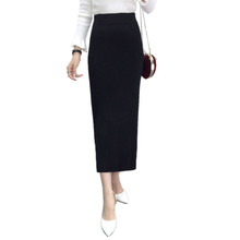2018 Women Winter Long Woolen Skirt Elastic Waist Pencil Skirt Woman Office Skirt Jupe Vintage Femme Autumn streetwear PZ947 2024 - buy cheap