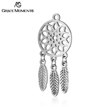 5pcs/Lot 316L Stainless Steel Charms Lucky Dreamcatcher Charms Pendants for Fashion Jewelry Making DIY Accessories 2024 - buy cheap