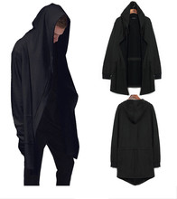 Plus Size Black Hooded Mantle Hoodie Men Outwear Streetwear Long Cardigan Sweatshirt For Men Women Long Cloak Men's Hoodies Coat 2024 - buy cheap