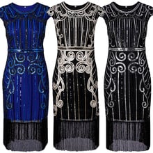 Dresses For Women 1920s Style Gatsby Dress Sleeveless Fringe Trim Flapper Tassel Sequin Dress Vintage Sequined 2024 - buy cheap