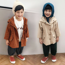 Fashion New Children's Long Trench Korean Boys and Girls Solid Hoodies Jackets Baby Coats Toddler Jackets Outwear Baby Clothes 2024 - buy cheap