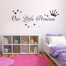 Adesivo de vinil para decoração de quarto de garotas, princesa, coroa sricker com estrelas, decalque de parede para quarto de bebê, arte az501 2024 - compre barato