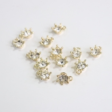 (Promotion !! ) 70Pcs 10*13MM Crown Glass Rhinestones + Gold Color Alloy Beads Charms Jewelry Pendants 2024 - buy cheap