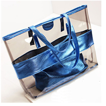 ANAWISHARE Summer Women Tote Handbags Transparent Jelly Bags Large Shoulder Bags Female Beach Bags Bolsa Feminina 2 pcs/set 2024 - buy cheap