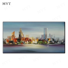 Abstract seaside city building scenery Handpainted Wall art pictures on canvas Oil Painting for Living Room home Decor no framed 2024 - buy cheap