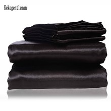 Satin Black Bedding Set With Duvet Cover Bed Sheet Pillow Cover Luxury Satin Bedding Bed Linen King Queen Twin Size 2024 - buy cheap